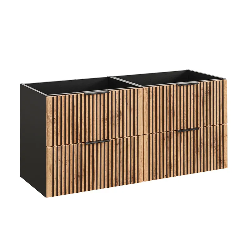 Mueble bajo lavabo 120cm Gaia Madera y Negro - Baño