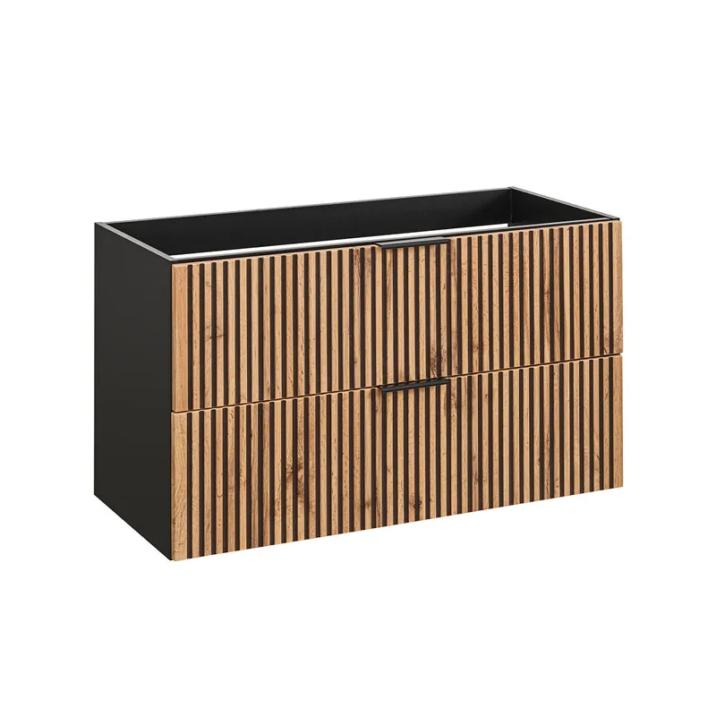 Mueble bajo lavabo 100cm Gaia Madera y Negro - Baño
