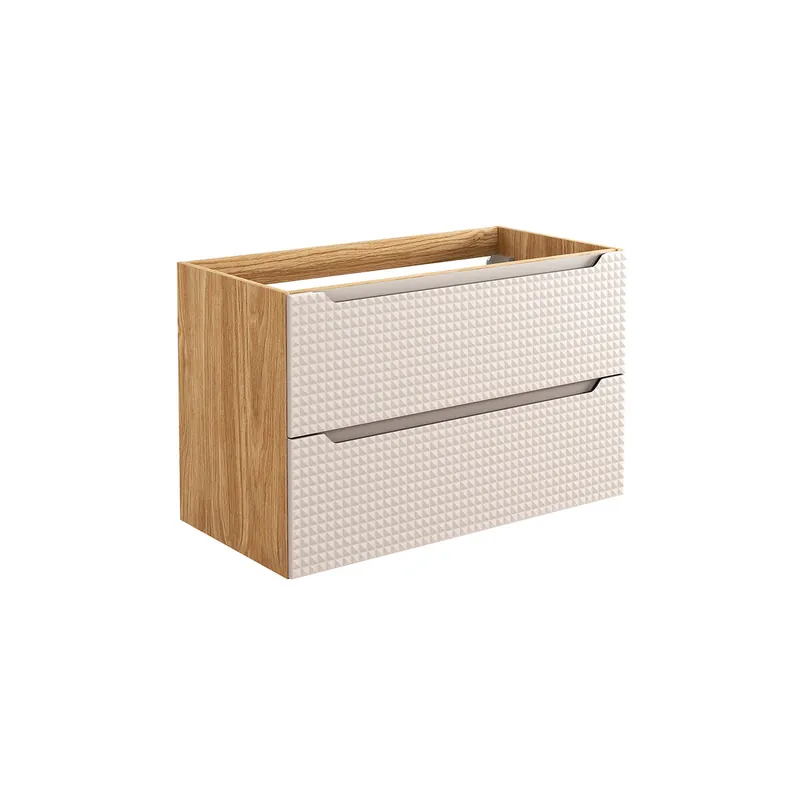 Mueble bajo lavabo 90cm Mallory Beige y madera - Baño