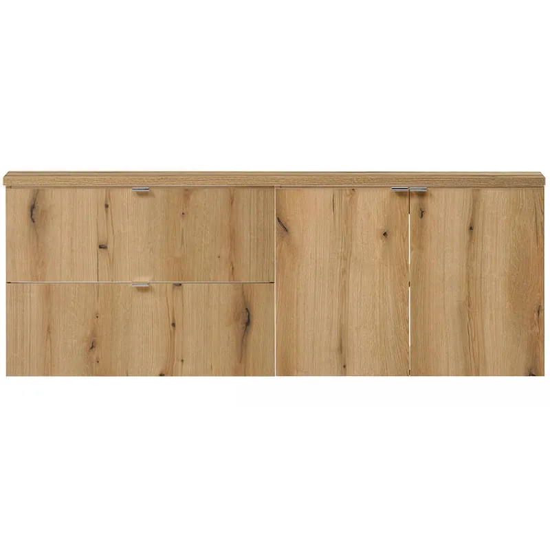 Mueble bajo lavabo Newport mural con 2 cajones y 2 puertas MDF 160x60x40 cm - Roble