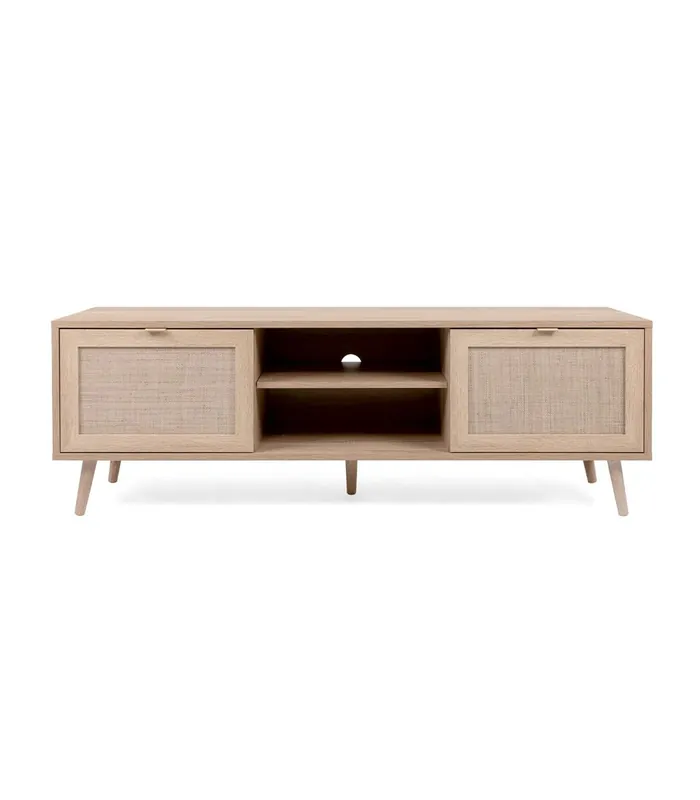 Mueble de TV 2 puertas 150 cm - Impresión efecto ratán