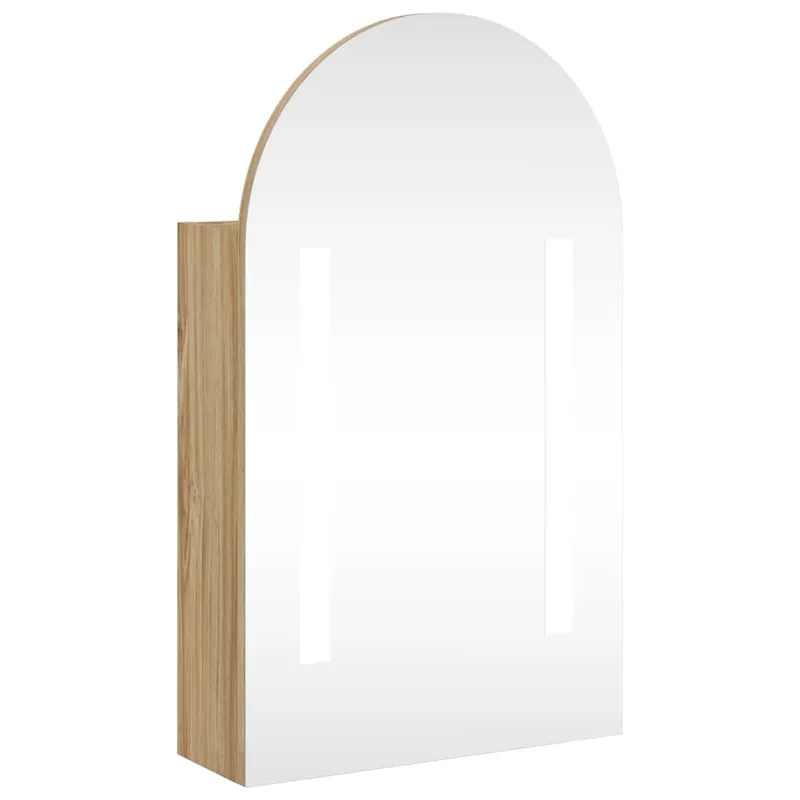 vidaXL Mueble de baño con espejo arqueado y luz LED gris 42x13x70 cm