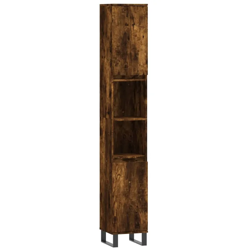 vidaXL Armario de baño madera contrachapada roble ahumado 30x30x190 cm