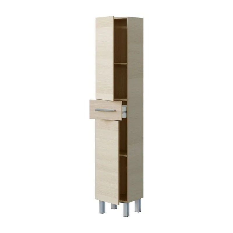 Armário coluna com efeito madeira - Baño