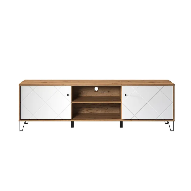 Mueble de TV 2 puertas y 2 nichos blanco mate L183 cm - Touch