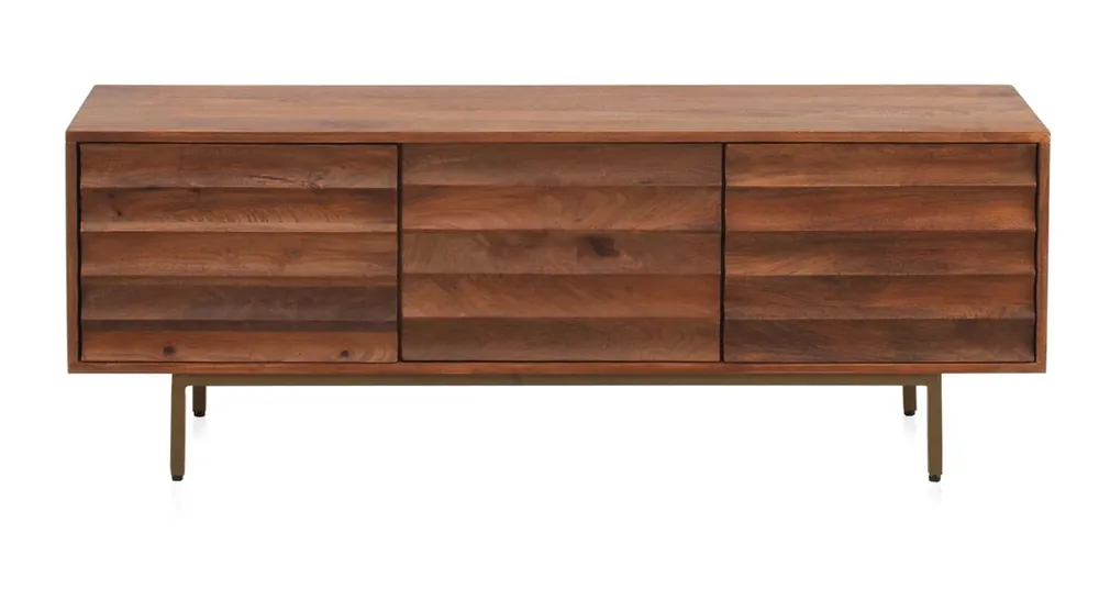 Mueble de TV de 3 puertas de madera maciza de mango - Muebles
