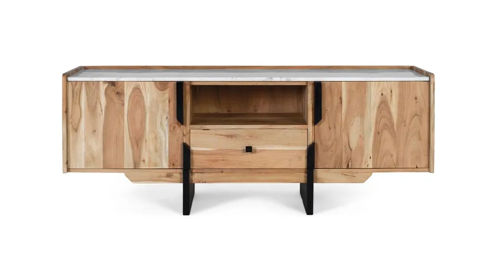 Mueble de tv de madera de acacia y mármol - Muebles