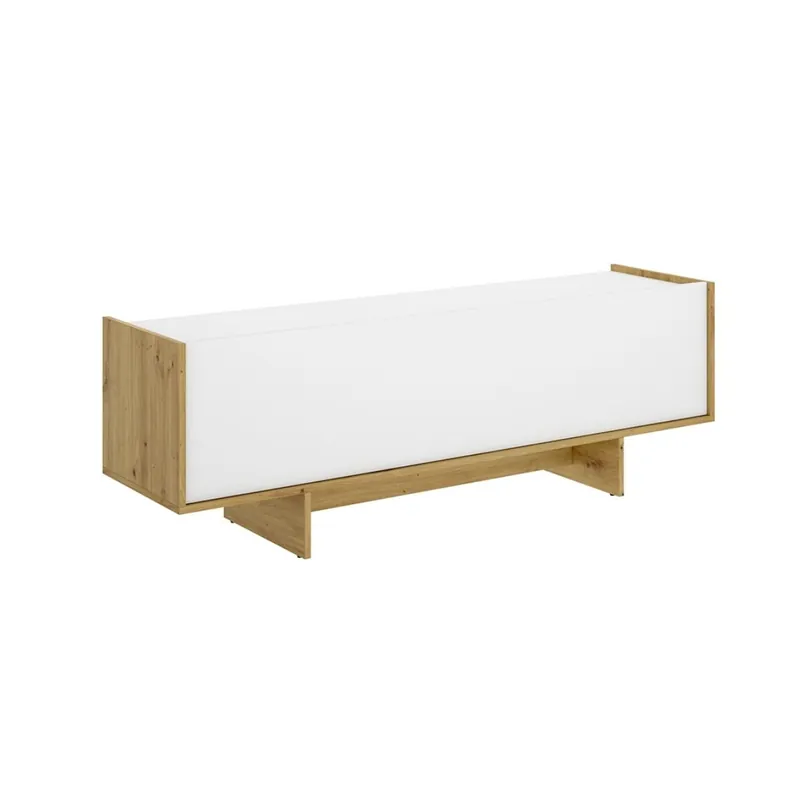Mueble de TV Ka puerta abatible blanco/natural 49,6x150x30,3 cm - Muebles