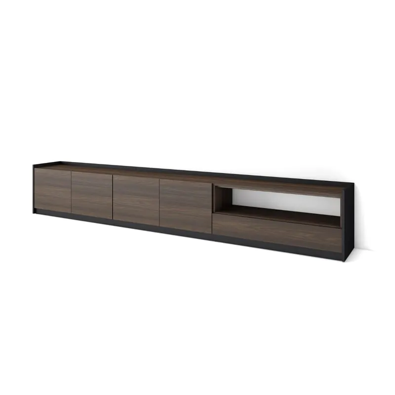 Mueble de TV Kroma Basik Line 5 puertas con estante derecha blanco/roble 49,5x309,2x35 cm - Muebles