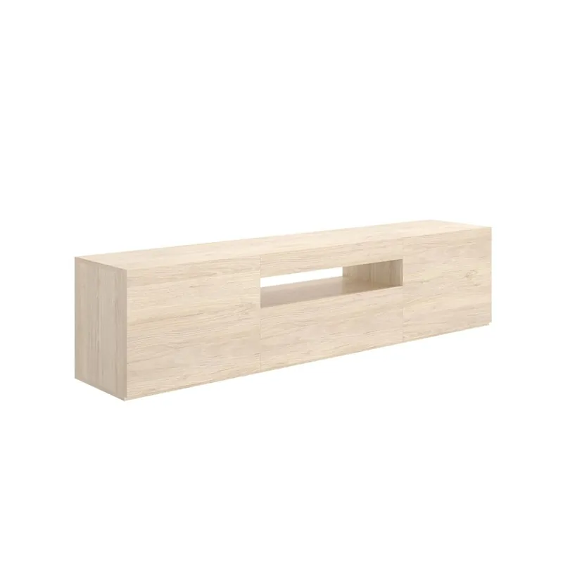 Mueble de TV Malmo 2 puertas con puerta abatible y compartimento natural 47,7x200x41,5 cm - Muebles