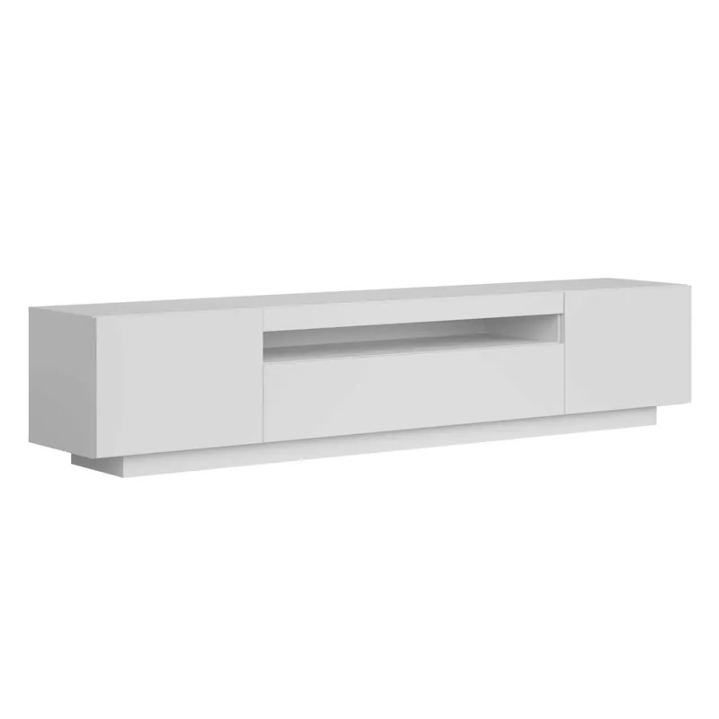 Mueble de TV Sami para Salón Estilo Contemporáneo en Color Blanco con 1 Cajón, 2 Puertas y 1 Hueco Abierto 200x41,6x37,3 cm - Muebles