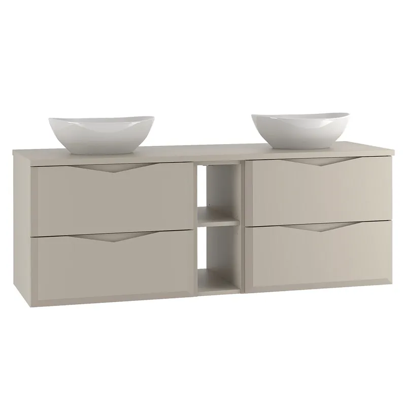 Mueble doble lavabo 140cm 2 compartimientos Ellie Cachemira - Baño