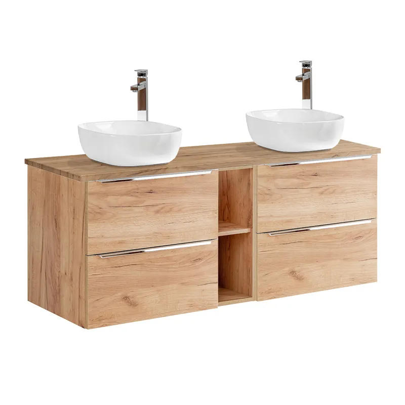 Mueble doble lavabo 140cm 2 nichos April Madera - Baño