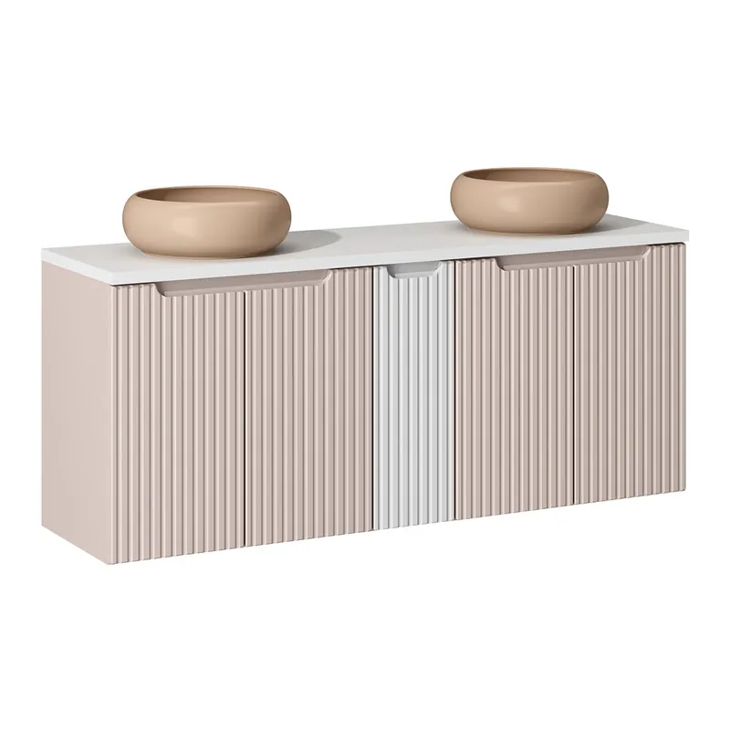 Mueble doble lavabo 140cm 5 puertas Riva Cachemira y Madera - Baño