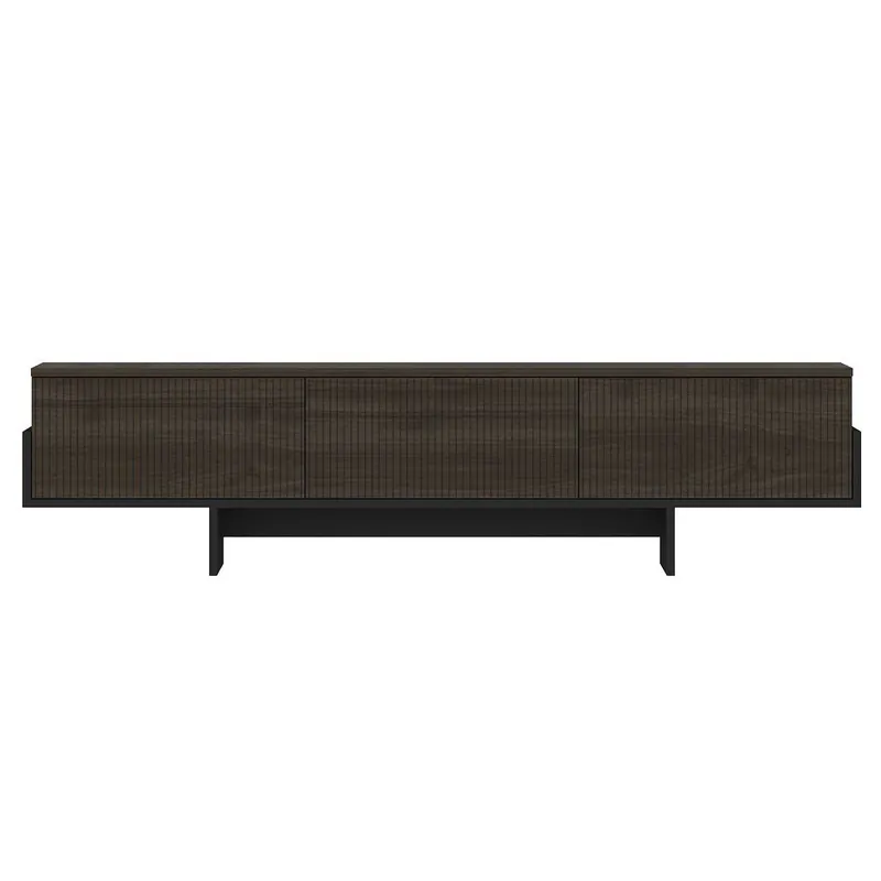 Mueble de TV de 3 puertas abatibles estriadas L180 cm - HELYO