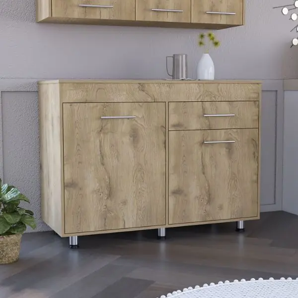 Mueble Inferior de Cocina Orion, con cajón 89.5CM A X 51.6CM P X 120.3CM L Blanco / Macadamia - Muebles