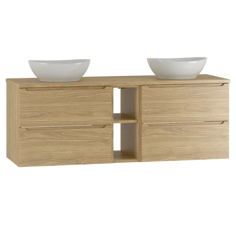 Mueble lavabo doble 140cm 2 compartimientos Viggo Madera - Baño