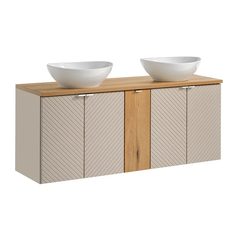 Mueble lavabo doble 140cm 5 puertas Manoa Cachemira y Madera - Baño