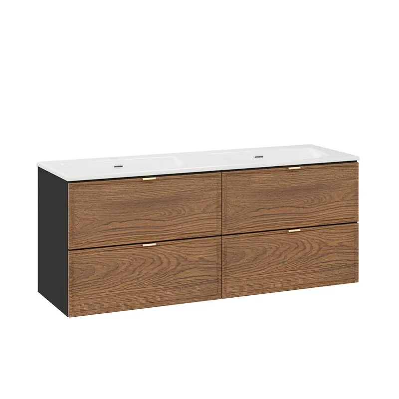 Mueble lavabo doble encastrado 120cm Elena Madera y negro - Baño