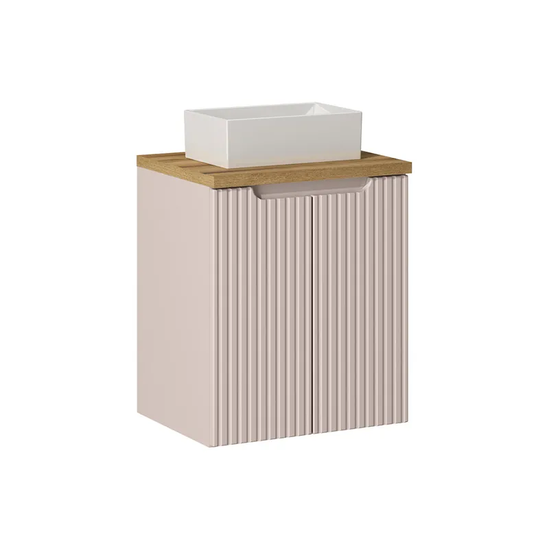 Mueble lavabo individual 50cm 2 puertas Riva Blanco y Madera - Baño