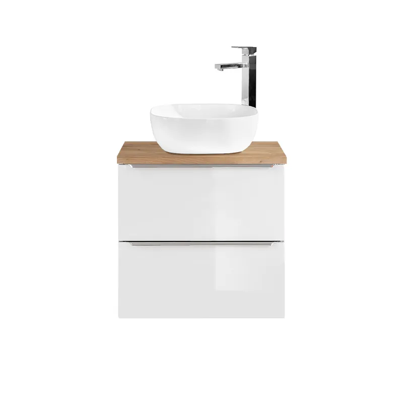 Mueble lavabo individual 60cm April Madera y Blanco - Baño