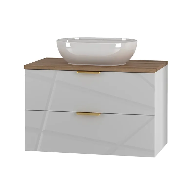 Mueble lavabo individual 80cm Aurora Blanco y Madera - Baño