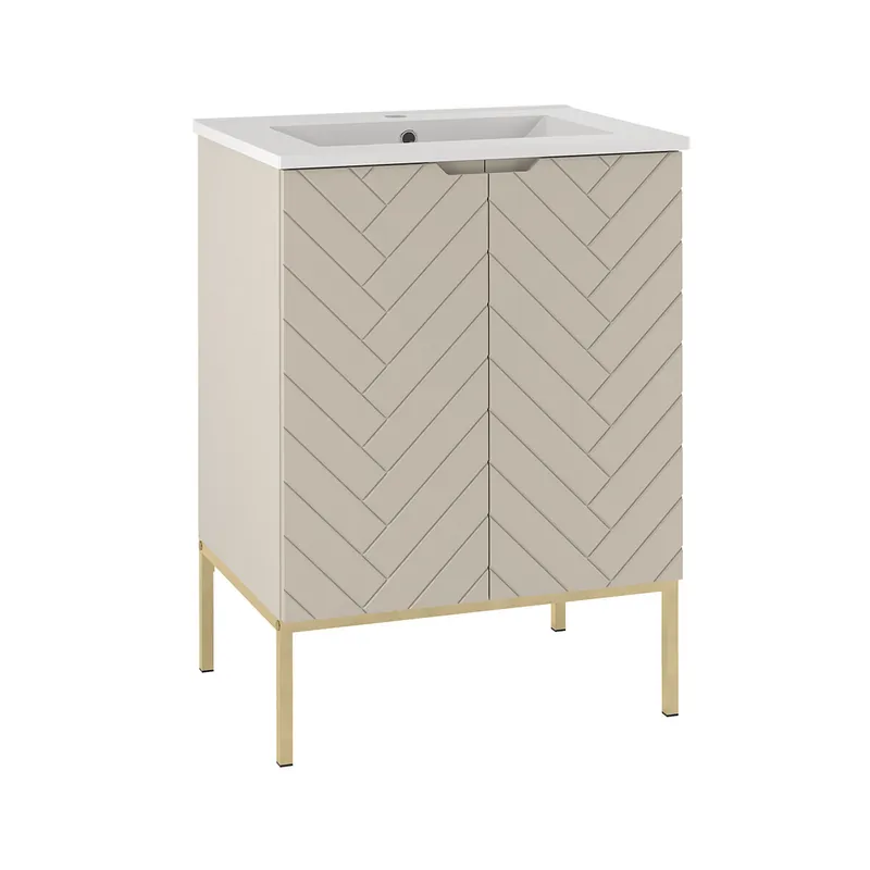 Mueble lavabo individual encastrado 60cm 2 puertas sobre patas Daria Cachemira - Baño