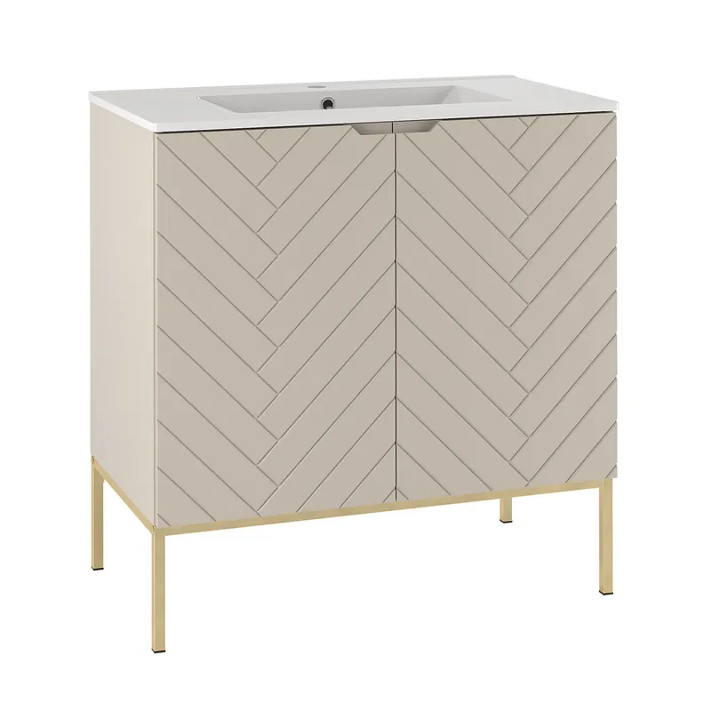 Mueble lavabo individual encastrado 80cm 2 puertas sobre patas Daria Cachemira - Baño