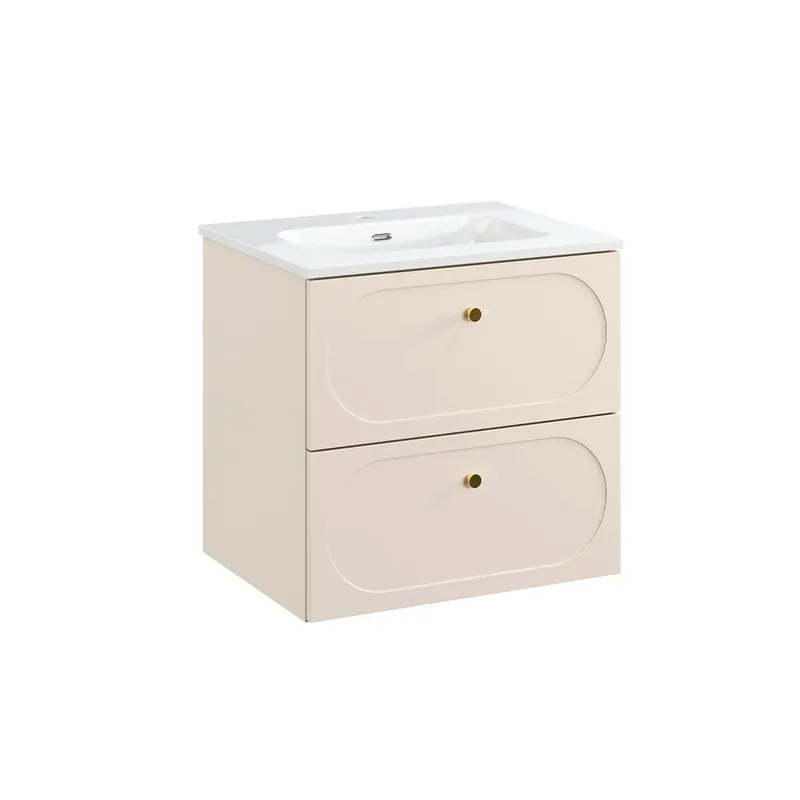Mueble lavabo individual encastrado 60cm Sanae Beige arena - Baño