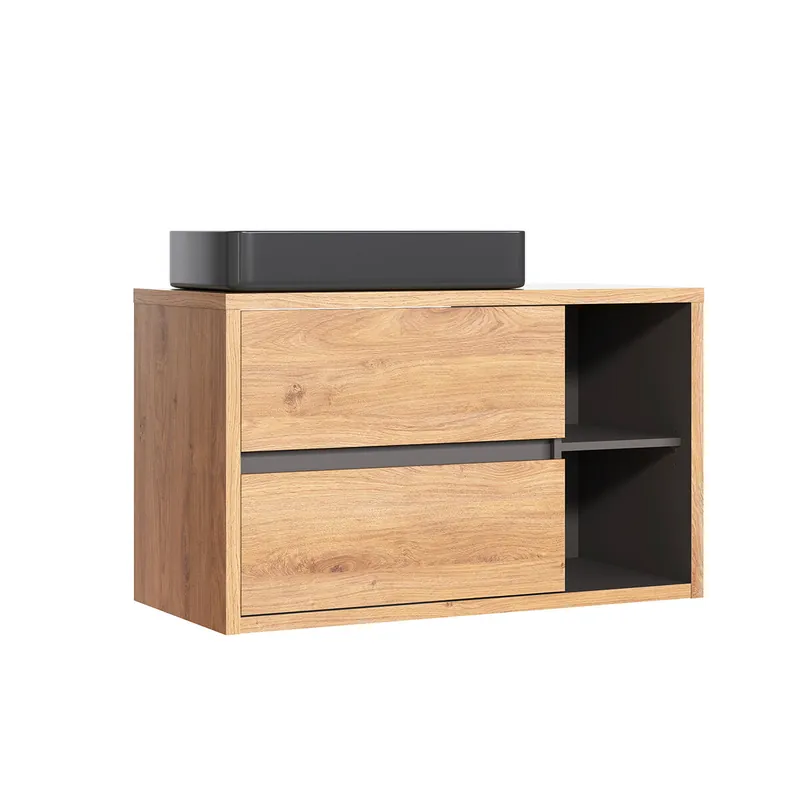 Mueble lavabo individual 100cm Rigel madera y antracita - Baño