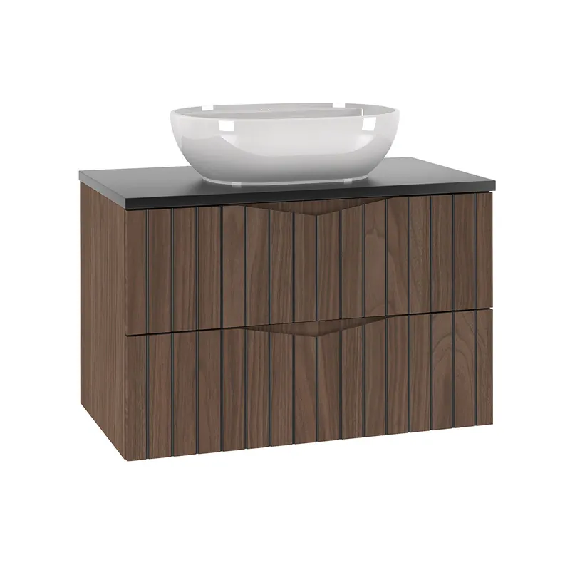 Mueble lavabo individual 80cm Siena madera y negro - Baño