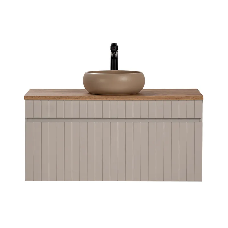 Mueble lavabo individual 100 cm Zelie Cachemira y Madera - Baño