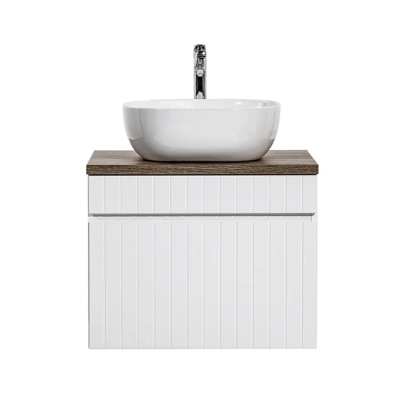 Mueble lavabo individual 60cm Zelie Blanco y Madera - Baño