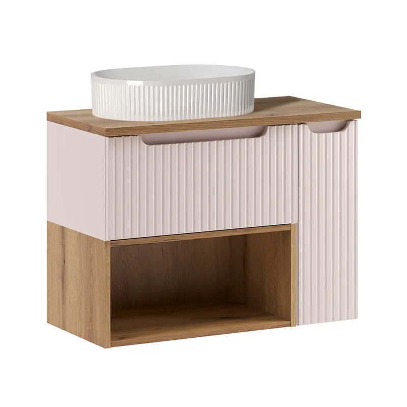 Mueble lavabo 80cm nicho Riva Cashmere y Madera - Baño