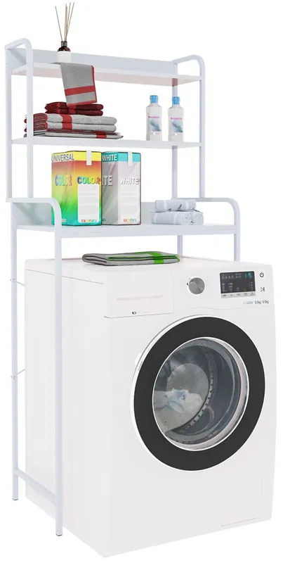 Mueble para lavadora Darby con estantes Madera Blanco 39X68X166 cm - Muebles