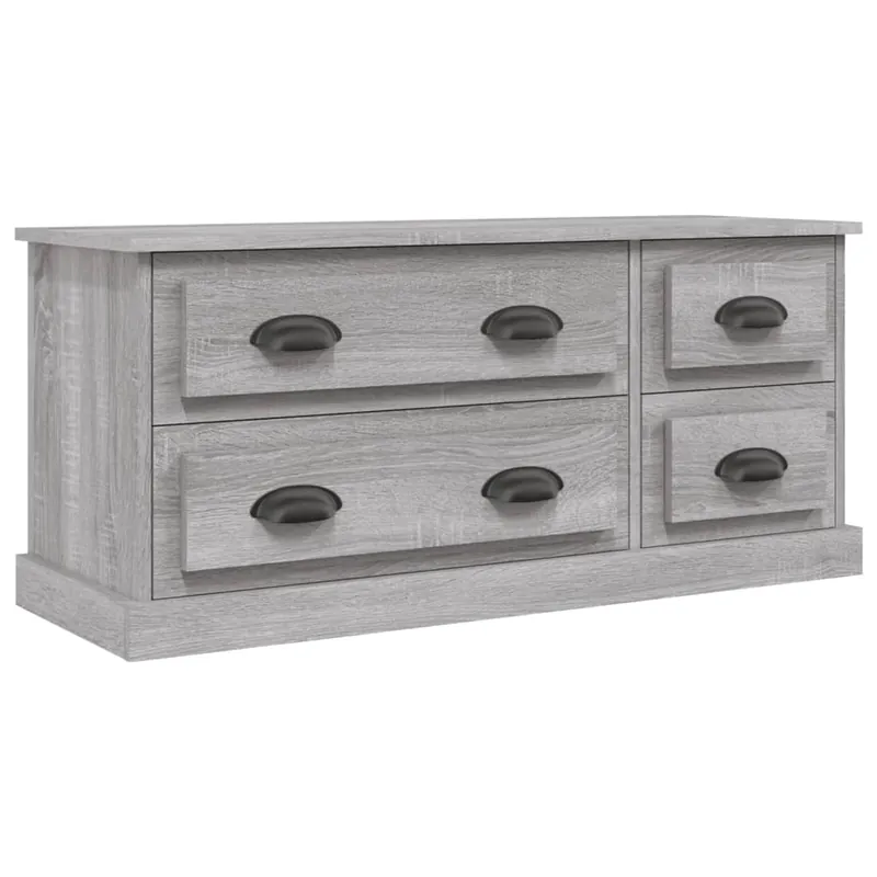 Mueble TV - Mesa de TV madera contrachapada blanco brillo 100x35,5x45 cm