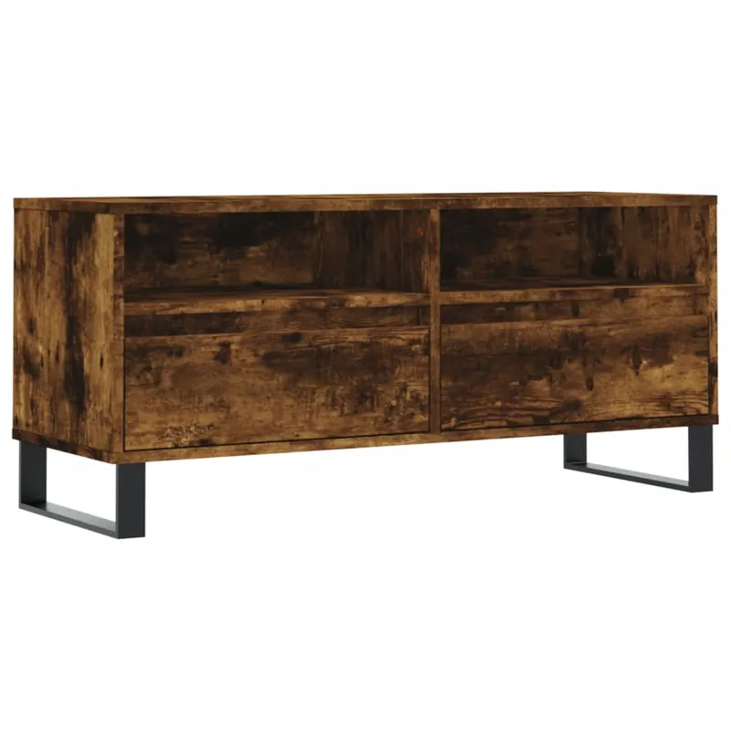 Mueble TV - Mesa de TV madera contrachapada roble ahumado 100x34,5x44,5cm