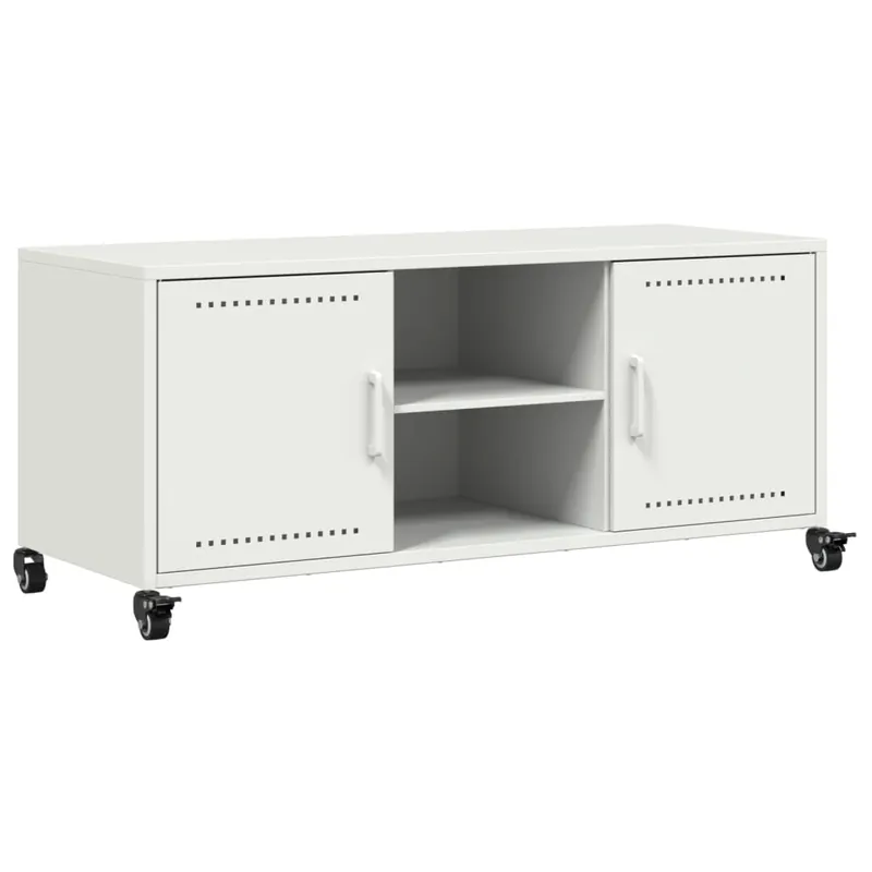 Mueble TV - Mesa de TV acero blanco 100,5x39x43,5 cm