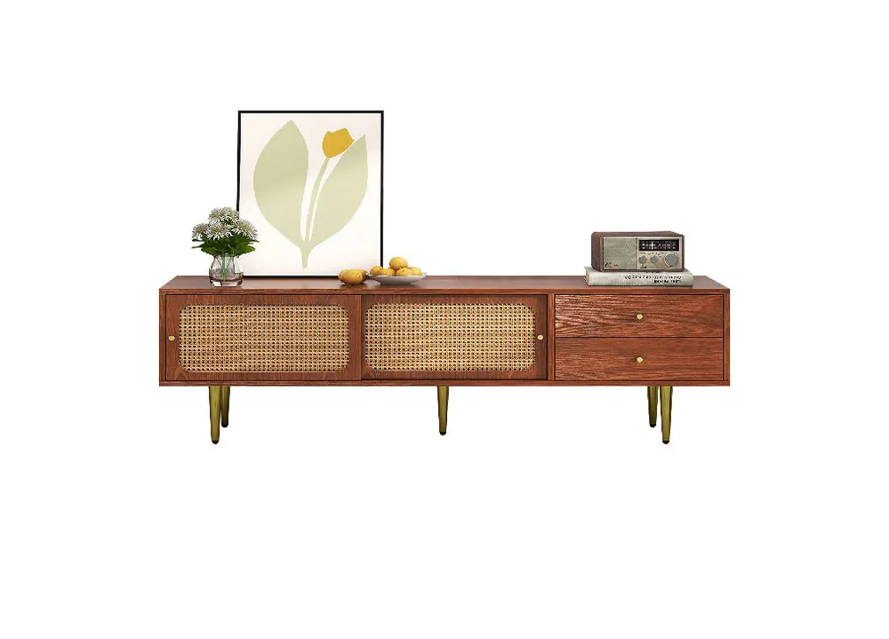 Mueble TV 160cm de MDF con 2 puertas y 2 cajónes,nogal - Muebles