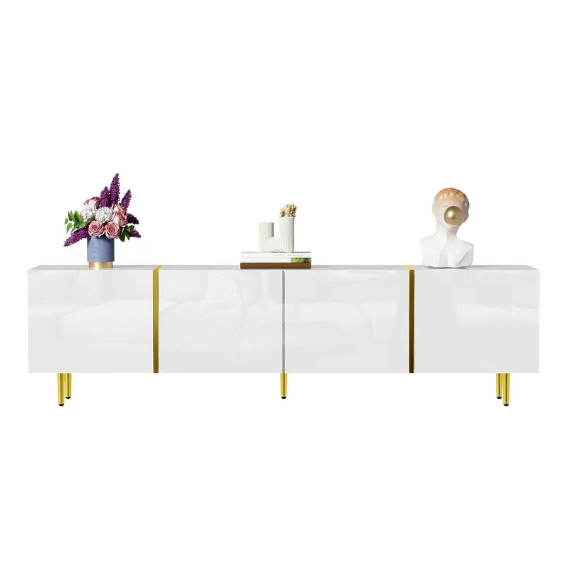 Mueble TV 170cm de mdf con 4 puertas,blanco - Muebles