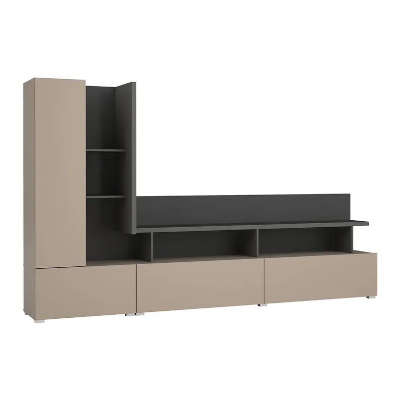 Mueble TV de pared 270 cm Opio Topo y Antracita - Muebles
