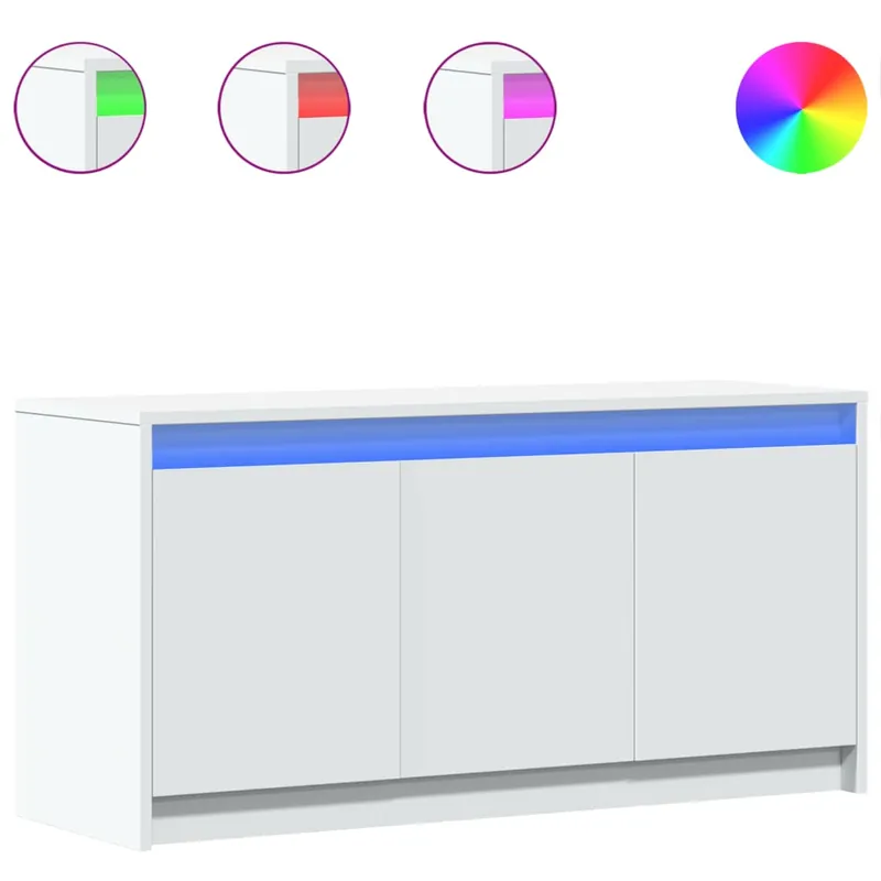 Mueble TV - Mesa de TV con LED madera de ingeniería blanco 100x34x50 cm