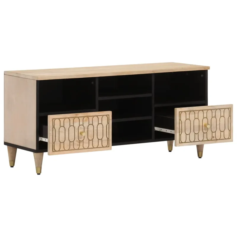 Mueble TV - Mesa de TV madera maciza de mango 100x33x46 cm