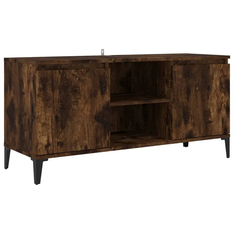 Mueble TV - Mesa de TV con patas de metal blanco 103,5x35x50 cm