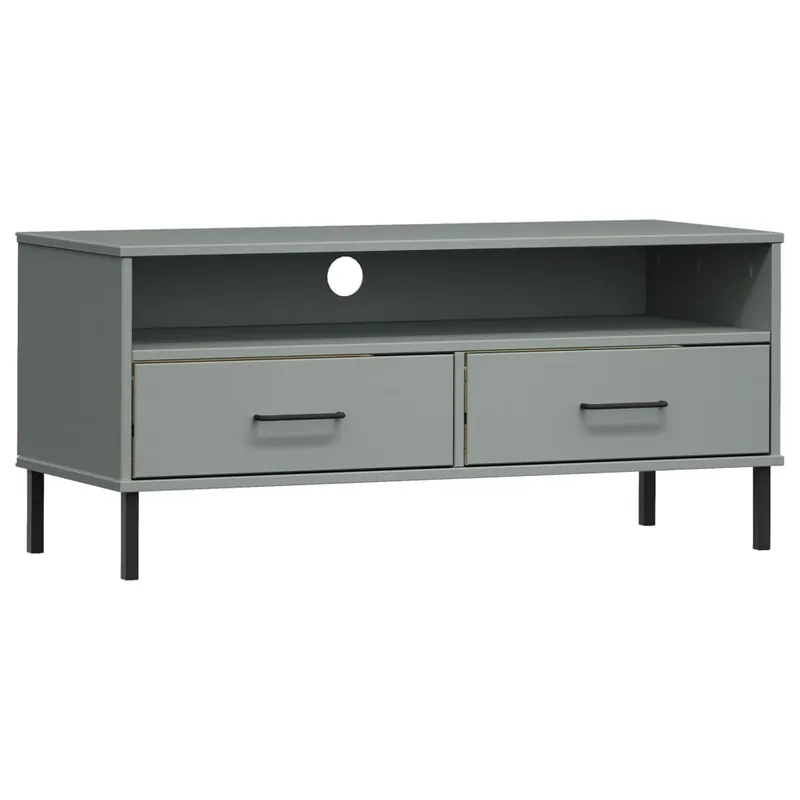 Mueble TV - Mesa de TV con patas de metal OSLO madera maciza pino blanco