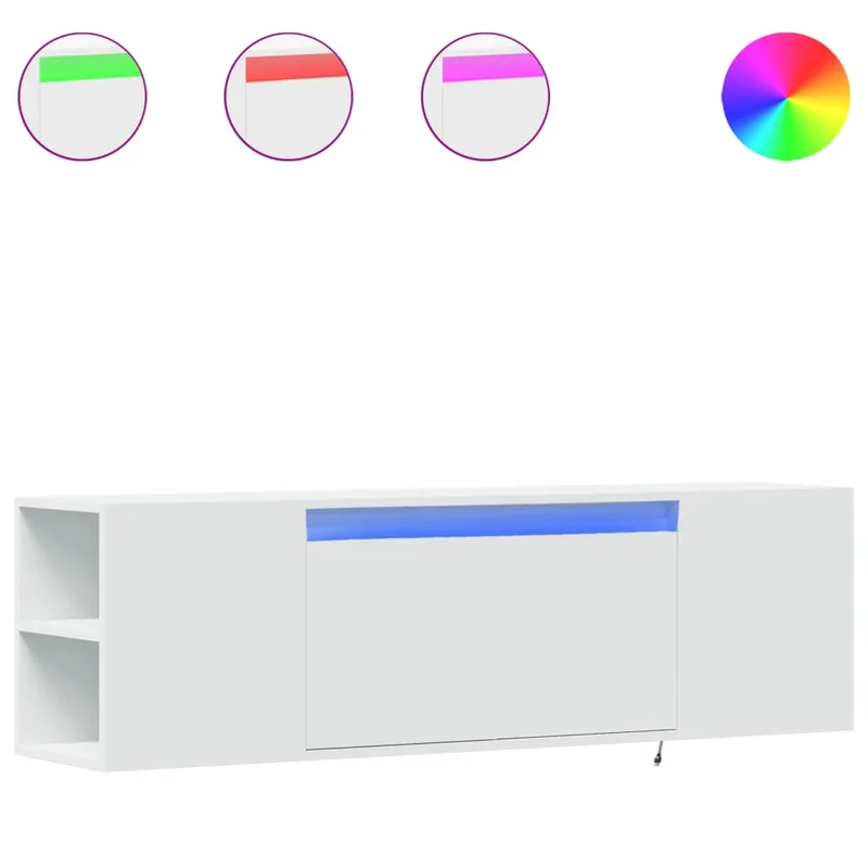 Mueble TV - Mesa de TV de pared con luces LED blanco 135x31x39,5 cm