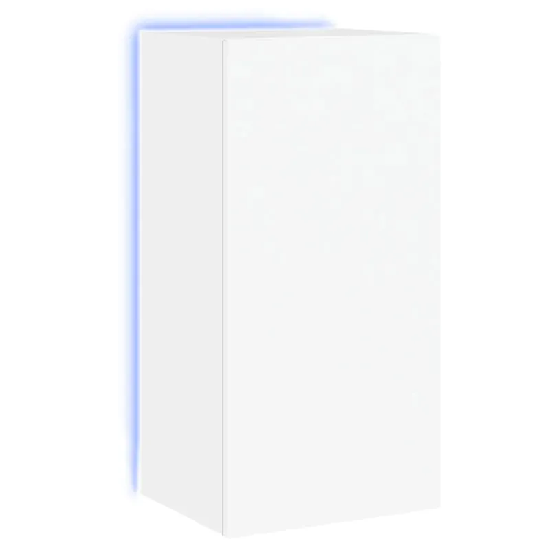Mueble TV - Mesa de TV de pared con luces LED blanco 40,5x35x80 cm