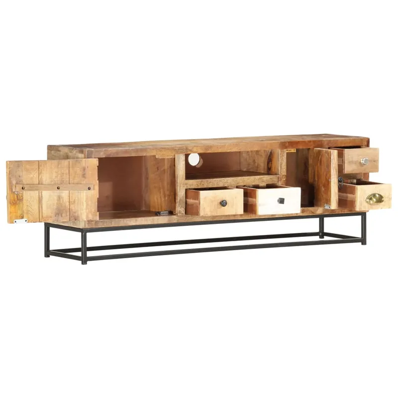 Mueble TV - Mesa de TV de madera maciza reciclada 120x30x40 cm