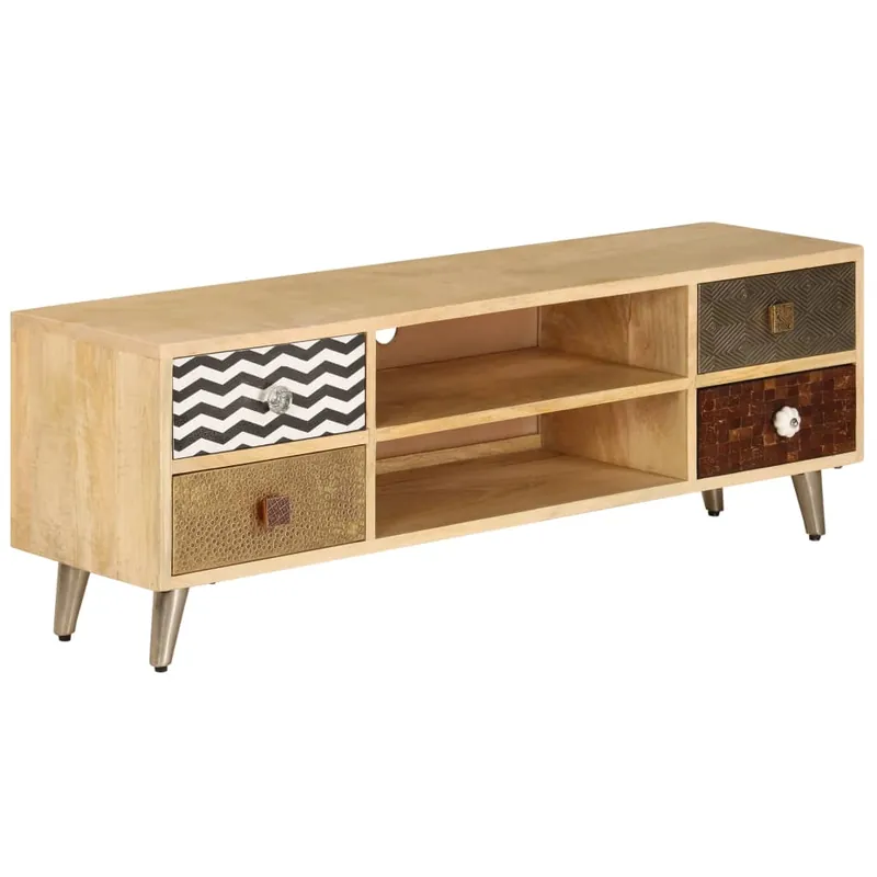 Mueble TV - Mesa de TV de madera maciza de mango 120x30x40 cm
