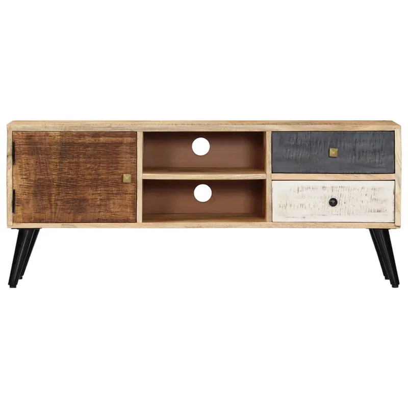 Mueble TV - Mesa de TV de madera maciza de mango 115x30x47 cm